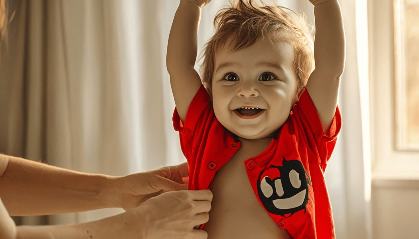 Toddler Joyfully Interacts With Adult In Bright Indoor Setting-min
