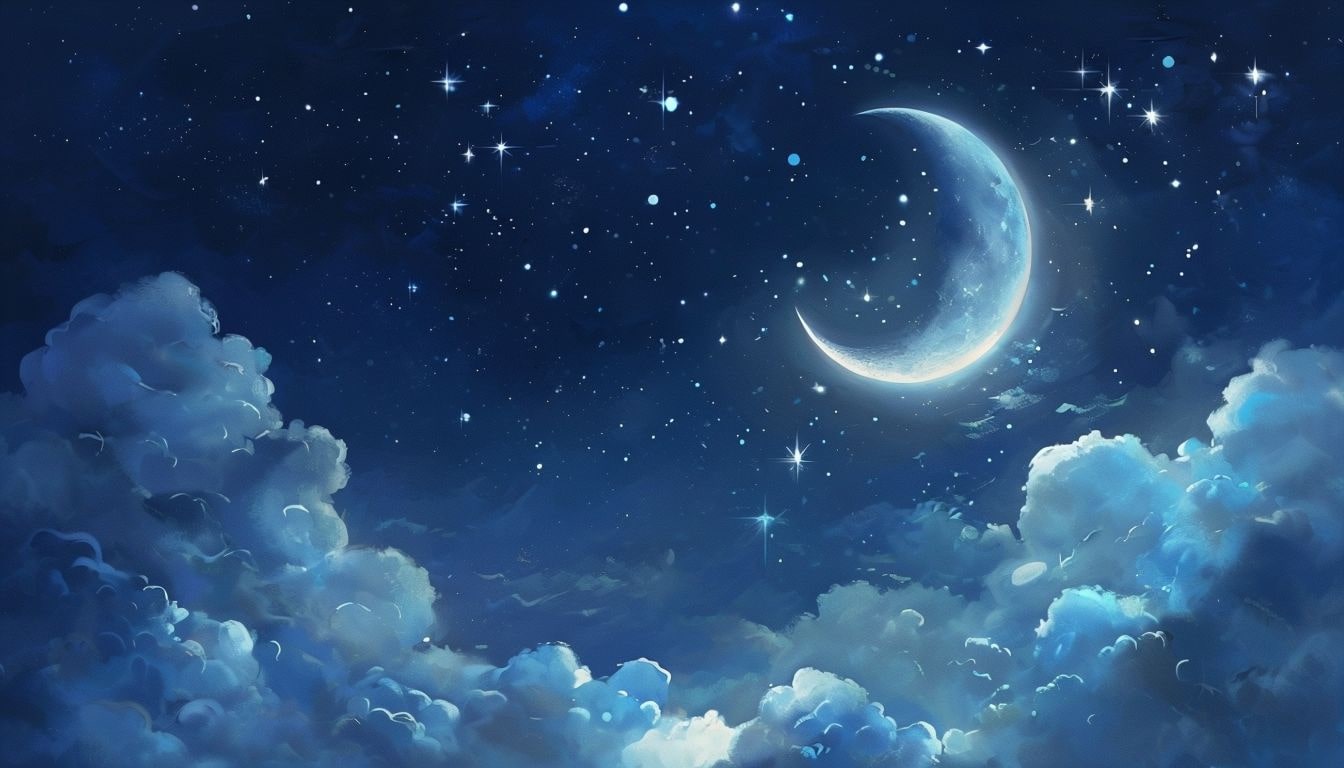 Serene Night Sky With Luminous Clouds And Stars-min